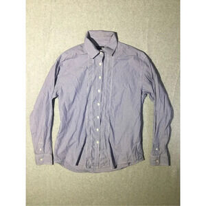 Womens American Eagle Button Up Size Small Boyfriend Fit Cotton Natural Blue